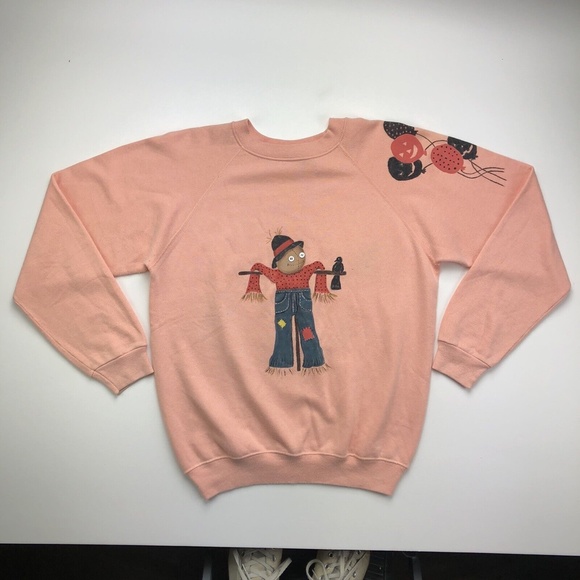 Vintage 80s Halloween Fall Scarecrow 1980s Sweatshirt Size S/M Hanes Made In USA - Picture 9 of 9